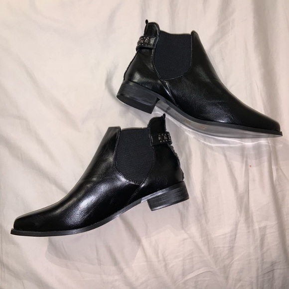 Pink Martini Black Studded Leather Booties - Picture 3 of 3